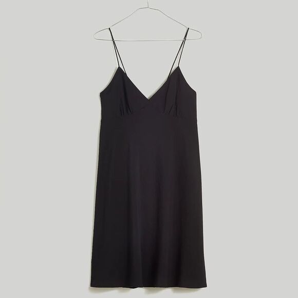 Madewell NWT Layton Mini Slip Dress Size 6 in True Black - Picture 4 of 7